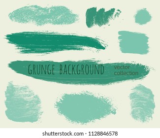 Set of colorful ink vector stains. Grunge brush collection