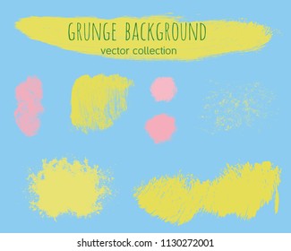 Set of colorful ink vector stains. Grunge brush collection