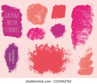 Set of colorful ink vector stains. Grunge brush collection