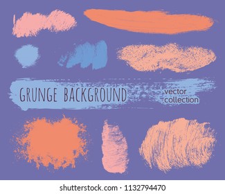 Set of colorful ink vector stains. Grunge brush collection