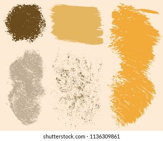 Set of colorful ink vector stains. Grunge brush collection