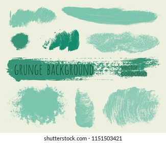 Set of colorful ink vector stains. Grunge brush collection