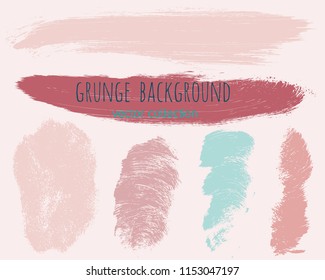 Set of colorful ink vector stains. Grunge brush collection