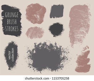 Set of colorful ink vector stains. Grunge brush collection