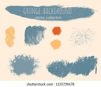 Set of colorful ink vector stains. Grunge brush collection