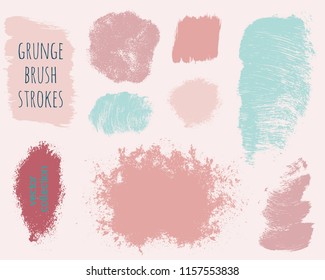 Set of colorful ink vector stains. Grunge brush collection