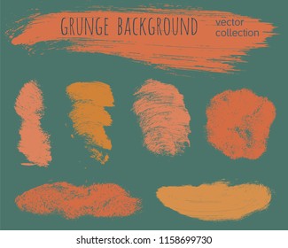 Set of colorful ink vector stains. Grunge brush collection