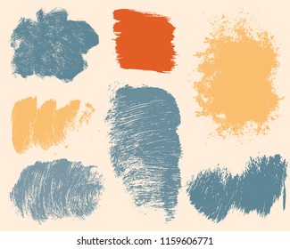 Set of colorful ink vector stains. Grunge brush collection