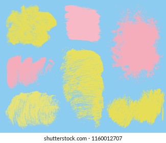 Set of colorful ink vector stains. Grunge brush collection