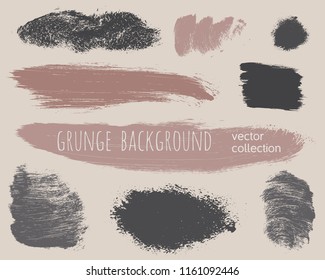 Set of colorful ink vector stains. Grunge brush collection