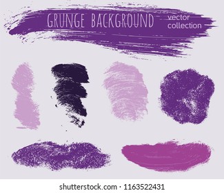 Set of colorful ink vector stains. Grunge brush collection