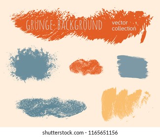 Set of colorful ink vector stains. Grunge brush collection