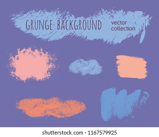 Set of colorful ink vector stains. Grunge brush collection