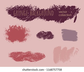 Set of colorful ink vector stains. Grunge brush collection