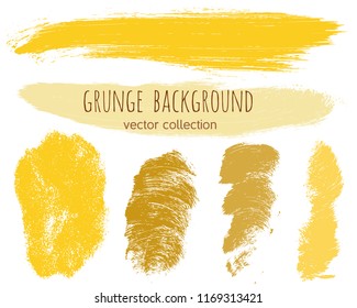 Set of colorful ink vector stains. Grunge brush collection isolated on white