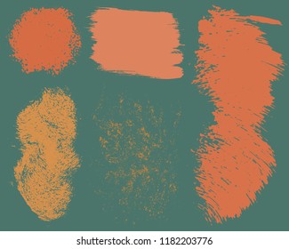 Set of colorful ink vector stains. Grunge brush collection