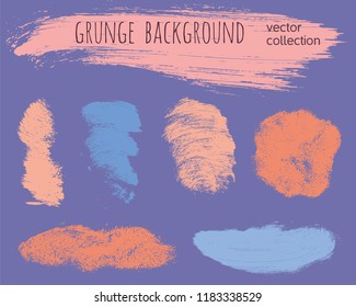 Set of colorful ink vector stains. Grunge brush collection