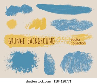 Set of colorful ink vector stains. Grunge brush collection