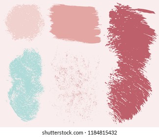 Set of colorful ink vector stains. Grunge brush collection