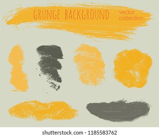 Set of colorful ink vector stains. Grunge brush collection
