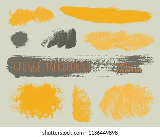 Set of colorful ink vector stains. Grunge brush collection