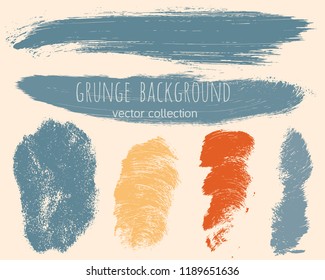 Set of colorful ink vector stains. Grunge brush collection