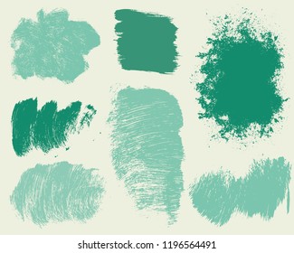 Set of colorful ink vector stains. Grunge brush collection