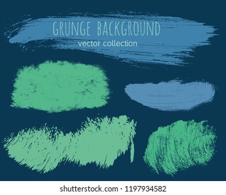 Set of colorful ink vector stains. Grunge brush collection
