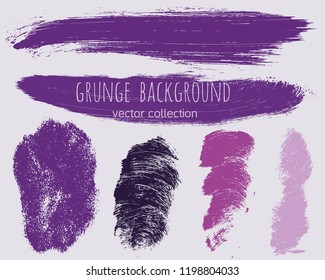 Set of colorful ink vector stains. Grunge brush collection
