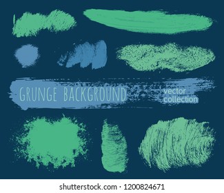 Set of colorful ink vector stains. Grunge brush collection