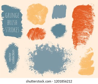 Set of colorful ink vector stains. Grunge brush collection