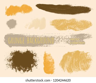 Set of colorful ink vector stains. Grunge brush collection