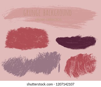 Set of colorful ink vector stains. Grunge brush collection