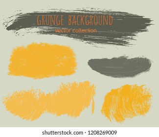 Set of colorful ink vector stains. Grunge brush collection