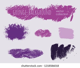Set of colorful ink vector stains. Grunge brush collection