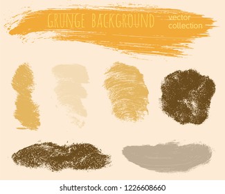 Set of colorful ink vector stains. Grunge brush collection