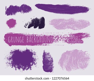 Set of colorful ink vector stains. Grunge brush collection