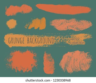 Set of colorful ink vector stains. Grunge brush collection