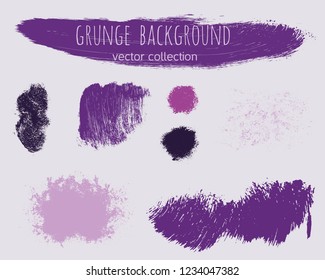 Set of colorful ink vector stains. Grunge brush collection