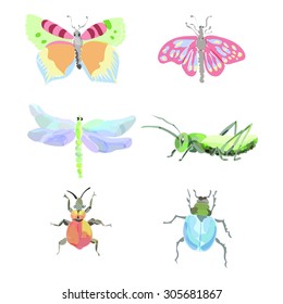 Set Colorful Insects Stock Vector (Royalty Free) 305681867 | Shutterstock