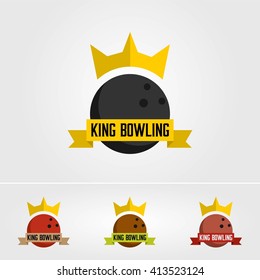 Set of colorful isolated bowling emblems, labels, badges and designed elements. vector template design