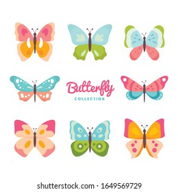 Set of colorful isolated butterflies. Vector