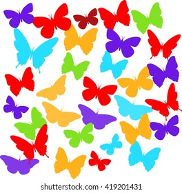 Set of colorful  isolated butterflies.Vector illustration