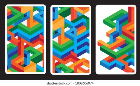 set of colorful  isometric background 