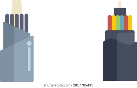 Set of colorful isometric paper stacks with push pins vector illustration