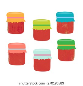 Set from colorful jars, vector illustration