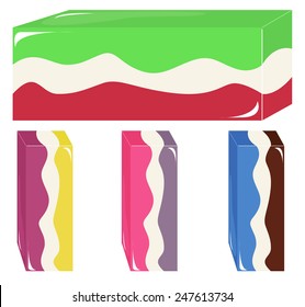 Set of colorful jelly sweets in the form of rectangles, vector illustration