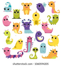 Set of colorful kids toy monster isolated on white. Monsters cartoon style, vector illustration
