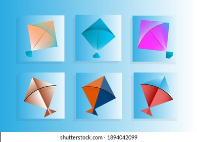 Set of Colorful Kite Background. Vector illustration
