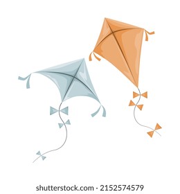 Set of colorful kites clipart in flat design
